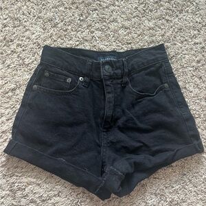 Aeropostale Black Jean Shorts High-Waisted Frayed Hem